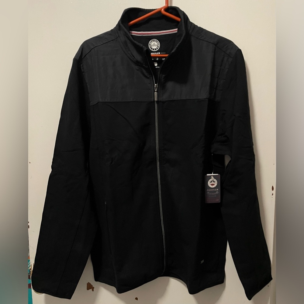 Flag & Anthem MadeFlex Mens Full Zip Windbreaker Black Charcoal Jacket Large NWT